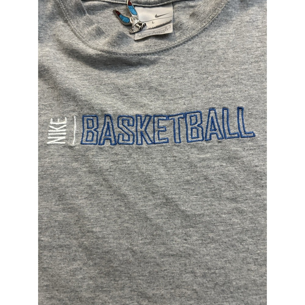 Vintage Nike Mens 90s White Embroidered Swoosh Basketball T-Shirt Sz L NWT